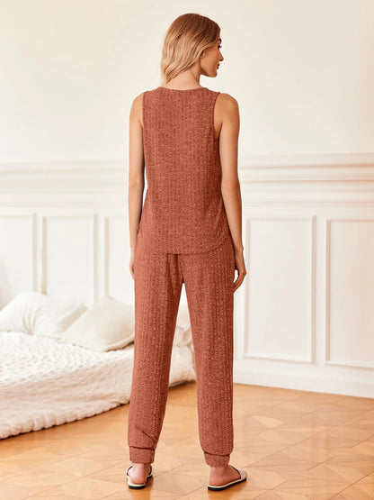 Womens Pajamas Sets V Neck Tank Tops and Long Pants Two Piece Lounge Sets Summer Oufits Loungewear